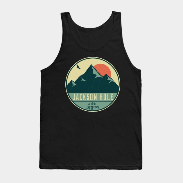 Jackson Hole Wyoming Retro Mountain Badge Tank Top by dk08